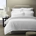 Hardeep 300 TC Plain Stripe Glace Cotton Queen Size Double Bedsheet with 2 Pillow Covers for Home, Hotel, Guest Room (90 X 100 Inch)