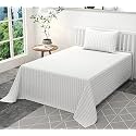 Hardeep 300 TC Plain Solid Glace Cotton Queen Size Double Bedsheet for Home, Hotel, Guest Room (90 X 100 Inch)