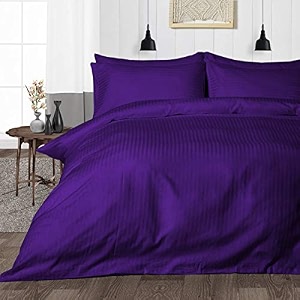 hardeep zippered 200 tc satin stripe queen size duvet cover quilt cover blanket cover razai comforter cover 9034 x 10234- voilet