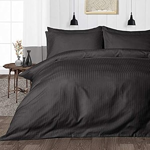 hardeep zippered 200 tc satin stripe queen size duvet cover quilt cover blanket cover razai comforter cover 9034 x 10234- grey