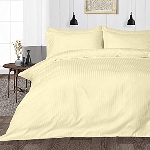 hardeep zippered 200 tc satin stripe queen size duvet cover quilt cover blanket cover razai comforter cover 9034 x 10234- beige