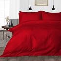 Hardeep Zippered 200 TC Satin Stripe Queen Size Duvet Cover Quilt Cover Blanket Cover Razai Comforter Cover (90" X 102")- Red