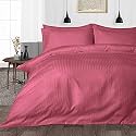 Hardeep Zippered 200 TC Satin Stripe Queen Size Duvet Cover Quilt Cover Blanket Cover Razai Comforter Cover (90" X 102")- Rosewood