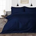 Hardeep Zippered 200 TC Satin Stripe Queen Size Duvet Cover Quilt Cover Blanket Cover Razai Comforter Cover (90" X 102")- Navy Blue
