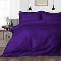 Hardeep Zippered 200 TC Satin Stripe Queen Size Duvet Cover Quilt Cover Blanket Cover Razai Comforter Cover (90" X 102")- Voilet