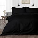 Hardeep Zippered 200 TC Satin Stripe Queen Size Duvet Cover Quilt Cover Blanket Cover Razai Comforter Cover (90" X 102")- Black