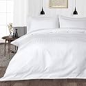 Hardeep Zippered 200 TC Satin Stripe Queen Size Duvet Cover Quilt Cover Blanket Cover Razai Comforter Cover (90" X 102")- White