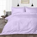 Hardeep Zippered 200 TC Satin Stripe Queen Size Duvet Cover Quilt Cover Blanket Cover Razai Comforter Cover (90" X 102")- Light Purple