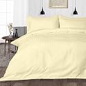 Hardeep Zippered 200 TC Satin Stripe Queen Size Duvet Cover Quilt Cover Blanket Cover Razai Comforter Cover (90" X 102")- Beige
