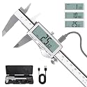 HARDELL Digital Caliper 6"/150mm, Rechargeable Stainless Steel Micrometer, Large LCD. in/MM/Fraction, Auto-Off, Electronic Measuring Tool for Machinist Woodworking 3D Printing DIY Household
