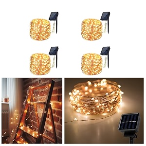 hardoll solar string lights 200 led decorative lamp for garden home patio lawn partyholidayindooroutdoorwedding waterproof22 meter warm whitepack of 4-nimh 1800 mah battery