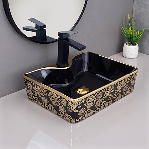 HARDSTONE Black Gold Ceramic Wash Basin