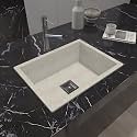 Hardstone Granite Quartz Kitchen Sink – Finish Single Bowl Sink with Waste Coupling &amp; PVC Pipe – Smooth Finish, Non-Fading, UV Protection, Scratch Resistant (Mars Ivory, 16x18) with 5-Year Warranty.