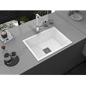 Hardstone Quartz Sink For Kitchen 24x18x8.5 IN – White Granite Kitchen Sink With Waste coupling &amp; PVC Pipe | Smooth Finish, UV Protected, Top &amp; Under Mount Sink | 10 Year Warranty