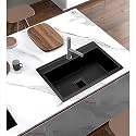 Hardstone Quartz Kitchen Sink (20 x 30 x 9 In, 10mm Thickness) – Matt Finish Single Bowl Sink with Waste Coupling &amp; PVC Pipe – Smooth Finish, Non-Fading, UV Protection, Scratch &amp; Heat Resistant