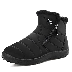 snow boots for women winter boot with comfortable warm fur lined ankle booties outdoor slip on waterproof short boots