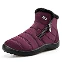 HARENCE Snow Boots for Women Winter Boot with Comfortable Warm Fur Lined Ankle Booties Outdoor Slip On Waterproof Short Boots, Zipper-coffee, 6