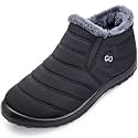 HARENCE Snow Boots for Women Winter Boot with Comfortable Warm Fur Lined Ankle Booties Outdoor Slip On Waterproof Short Boots, Black, 6