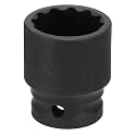 HARFINGTON 12-Point Impact Socket 1/2 Inch Drive 24mm Metric Cr-V Shallow Impact Socket Nut Driver Wrench for Auto Repair