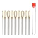 HARFINGTON 20pcs Large Eye Blunt Sewing Needles 2mm Dia Darning Needles Stainless Steel Tapestry Needles Yarn Knitting Needles with Storage Tube for Crochet, Leather Work, 2.76Inch, Golden
