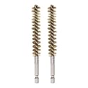 HARFINGTON 2pcs Brass Bore Brush 12mm Dia Cleaning Wire Brush with Handle 1/4 Inch Hex Shank for Tubes, Ports, Bearings