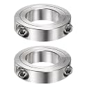 HARFINGTON 2pcs Shaft Collar for 1-1/4" Rod 2-1/16" OD 1/2" Width 304 Stainless Steel Double Split Axle Clamp-On Collar with Set Screw
