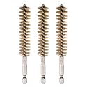 HARFINGTON 3pcs Brass Bore Brush 17mm Dia Cleaning Wire Brush with Handle 1/4 Inch Hex Shank for Tubes, Ports, Bearings