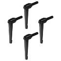 HARFINGTON 4pcs Adjustable Clamping Lever Handles M12 x 50mm Male Thread Bolt Knobs Rotating Screw Locking Quick Release Ratchet Push Button Handle, Black