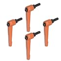HARFINGTON 4pcs Adjustable Clamping Lever Handles M6 x 16mm Male Thread Bolt Knobs Rotating Screw Locking Quick Release Ratchet Push Button Handle, Orange