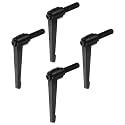 HARFINGTON 4pcs Adjustable Clamping Lever Handles M12 x 60mm Male Thread Bolt Knobs Rotating Screw Locking Quick Release Ratchet Push Button Handle, Black