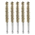 HARFINGTON 5Pcs Bore Brush Brass 12mm Dia with Handle 1/4 Inch Hex Shank