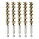 HARFINGTON 5Pcs Bore Brush Brass 13mm Dia Cleaning Twisted Bronze Wire Brush Tube Pipe Cleaner with Handle 1/4 Inch Hex Shank for Tubes, Ports, Bearings
