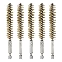 HARFINGTON 5Pcs Bore Brush Brass 14mm Dia with Handle 1/4 Inch Hex Shank