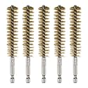 HARFINGTON 5Pcs Bore Brush Brass 18mm Dia Cleaning Twisted Bronze Wire Brush Tube Pipe Cleaner with Handle 1/4 Inch Hex Shank for Tubes, Ports, Bearings