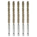 HARFINGTON 5Pcs Bore Brush Brass 8mm Dia Cleaning Twisted Bronze Wire Brush Tube Pipe Cleaner with Handle 1/4 Inch Hex Shank for Tubes, Ports, Bearings