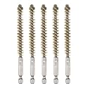 HARFINGTON 5Pcs Bore Brush Brass 9mm Dia with Handle 1/4 Inch Hex Shank