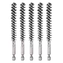 HARFINGTON 5Pcs Bore Brush Stainless Steel 11mm Dia Cleaning Twisted Wire Brush Tube Pipe Cleaner with Handle 1/4 Inch Hex Shank for Tubes, Ports, Bearings