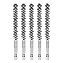 HARFINGTON 5Pcs Bore Brush Stainless Steel 10mm Dia Cleaning Twisted Wire Brush Tube Pipe Cleaner with Handle 1/4 Inch Hex Shank for Tubes, Ports, Bearings