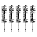 HARFINGTON 5Pcs Bore Brush Stainless Steel 25mm Dia Cleaning Twisted Wire Brush Tube Pipe Cleaner with Handle 1/4 Inch Hex Shank for Tubes, Ports, Bearings