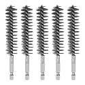 HARFINGTON 5Pcs Bore Brush Stainless Steel 19mm Dia Cleaning Twisted Wire Brush Tube Pipe Cleaner with Handle 1/4 Inch Hex Shank for Tubes, Ports, Bearings