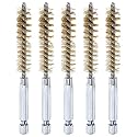 HARFINGTON 5Pcs Brass Bore Brush 11mm Dia 4" Long Cleaning Twisted Wire Brush with Handle 1/4" Hex Shank for Tubes, Ports, Bearings