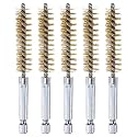 HARFINGTON 5Pcs Brass Bore Brush 12mm Dia 4" Long Cleaning Twisted Wire Brush with Handle 1/4" Hex Shank for Tubes, Ports, Bearings