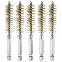 HARFINGTON 5Pcs Brass Bore Brush 13mm Dia 4" Long Cleaning Twisted Wire Brush with Handle 1/4" Hex Shank for Tubes, Ports, Bearings