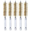 HARFINGTON 5Pcs Brass Bore Brush 14mm Dia 4" Long Cleaning Twisted Wire Brush with Handle 1/4" Hex Shank for Tubes, Ports, Bearings