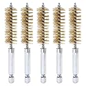 HARFINGTON 5Pcs Brass Bore Brush 15mm Dia 4" Long Cleaning Twisted Wire Brush with Handle 1/4" Hex Shank for Tubes, Ports, Bearings
