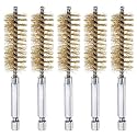 HARFINGTON 5Pcs Brass Bore Brush 18mm Dia 4" Long Cleaning Twisted Wire Brush with Handle 1/4" Hex Shank for Tubes, Ports, Bearings