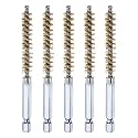 HARFINGTON 5Pcs Brass Bore Brush 8mm Dia 4" Long Cleaning Twisted Wire Brush with Handle 1/4" Hex Shank for Tubes, Ports, Bearings