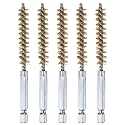 HARFINGTON 5Pcs Brass Bore Brush 9mm Dia 4" Long Cleaning Twisted Wire Brush with Handle 1/4" Hex Shank for Tubes, Ports, Bearings