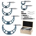 HARFINGTON Outside Micrometer 0-1" 1"-2" 2"-3" 3"-4" 4"-5" 5"-6" Measuring Tool 0.0001" Graduation 6in1 Set