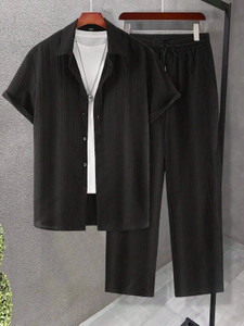 hari trendz clothing men self design black night suit set